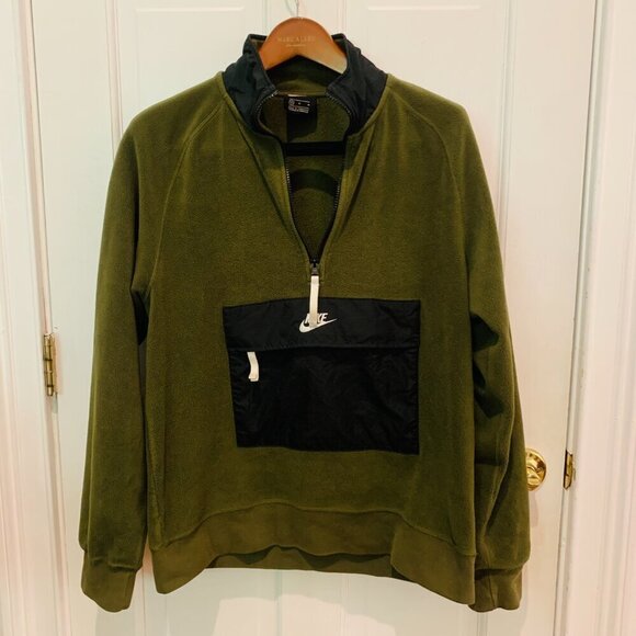 Nike Sportswear Mens Olive Green  1/2-Zip Winter Fleece CZ4900-410 Size Medium - Picture 8 of 16